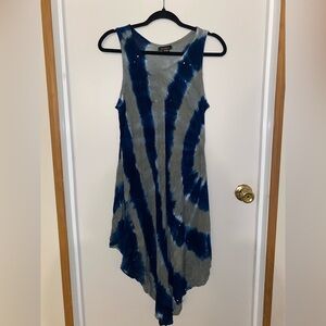Blue and Gray Tie-Dye Sleeveless Dress by Ana & Rose